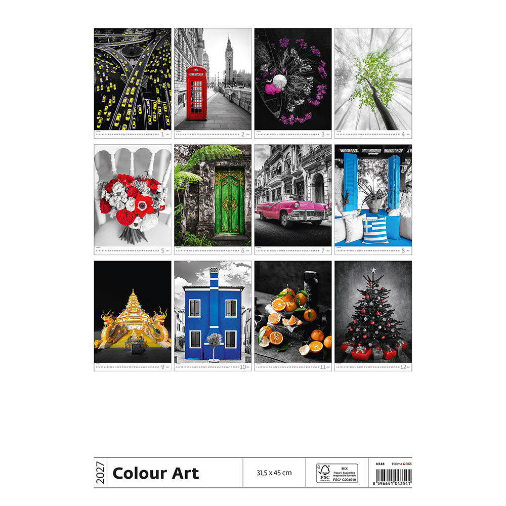 Helma 365 Nástenný kalendár 2027 Colour Art