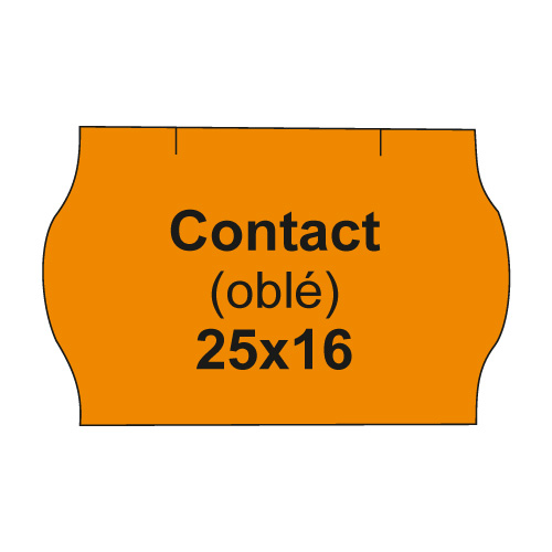 Etikety cen. CONTACT 25x16 oblé - 1125 etiket/kotouček, oranžové 36 ks
