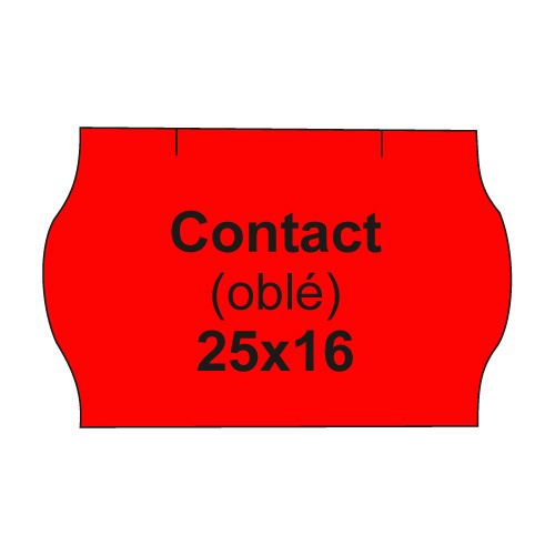 Etikety cen. CONTACT 25x16 oblé - 1125 etikiet/kotúčik, červené