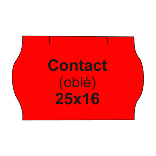 Etikety cen. CONTACT 25x16 oblé - 1125 etiket/kotouček, červené 36 ks