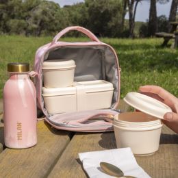 Izotermická taška na potraviny MILAN (3,5 l) + 3x svačinový box, růžová (4)