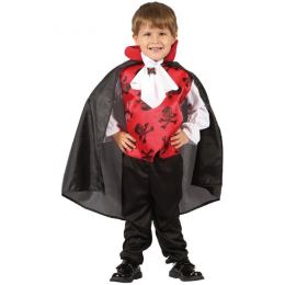 Dětský kostým Red Vampire (halenka s vestou, pelerína, volán na krk), velikost 92/104 cm Dětský kostým Red Vampire (halenka s vestou, pelerína, volán na krk), velikost 92/104 cm