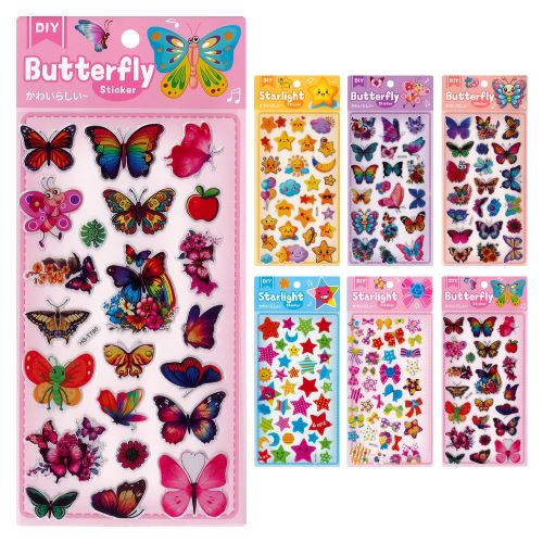 Samolepky Butterfly & Stars 11x24 cm (mix dizajnov /cena 1 bal)