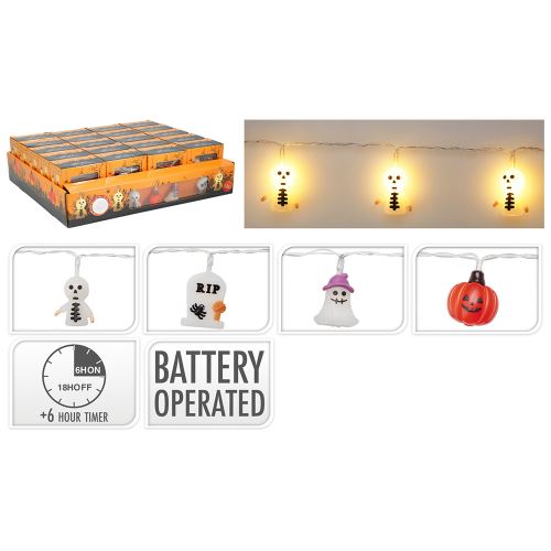 Halloweenský světelný řetěz 10x LED, délka 135 cm