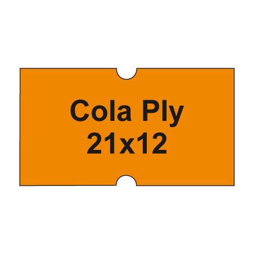 Etikety cen. COLA PLY 21x12 hranaté - 1250 etikiet/kotúčik, oranžové