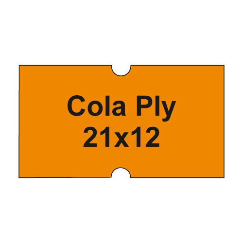 Etikety cen. COLA PLY 21x12 hranaté - 1250 etikiet/kotúčik, oranžové