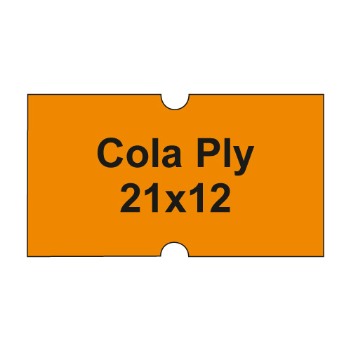 Etikety cen. COLA PLY 21x12 hranaté - 1250 etiket/kotouček, oranžové 42 ks