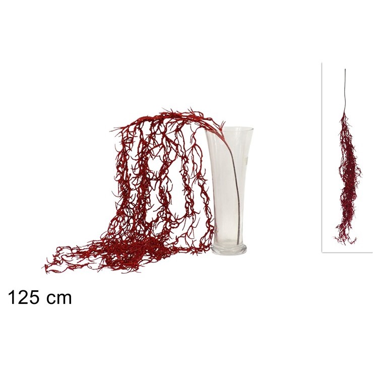Due Esse Vánoční větvička glitrovaná 125 cm, červená