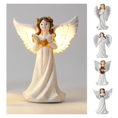 Vánoční dekorace Anděl 16 cm s LED světlem /1ks