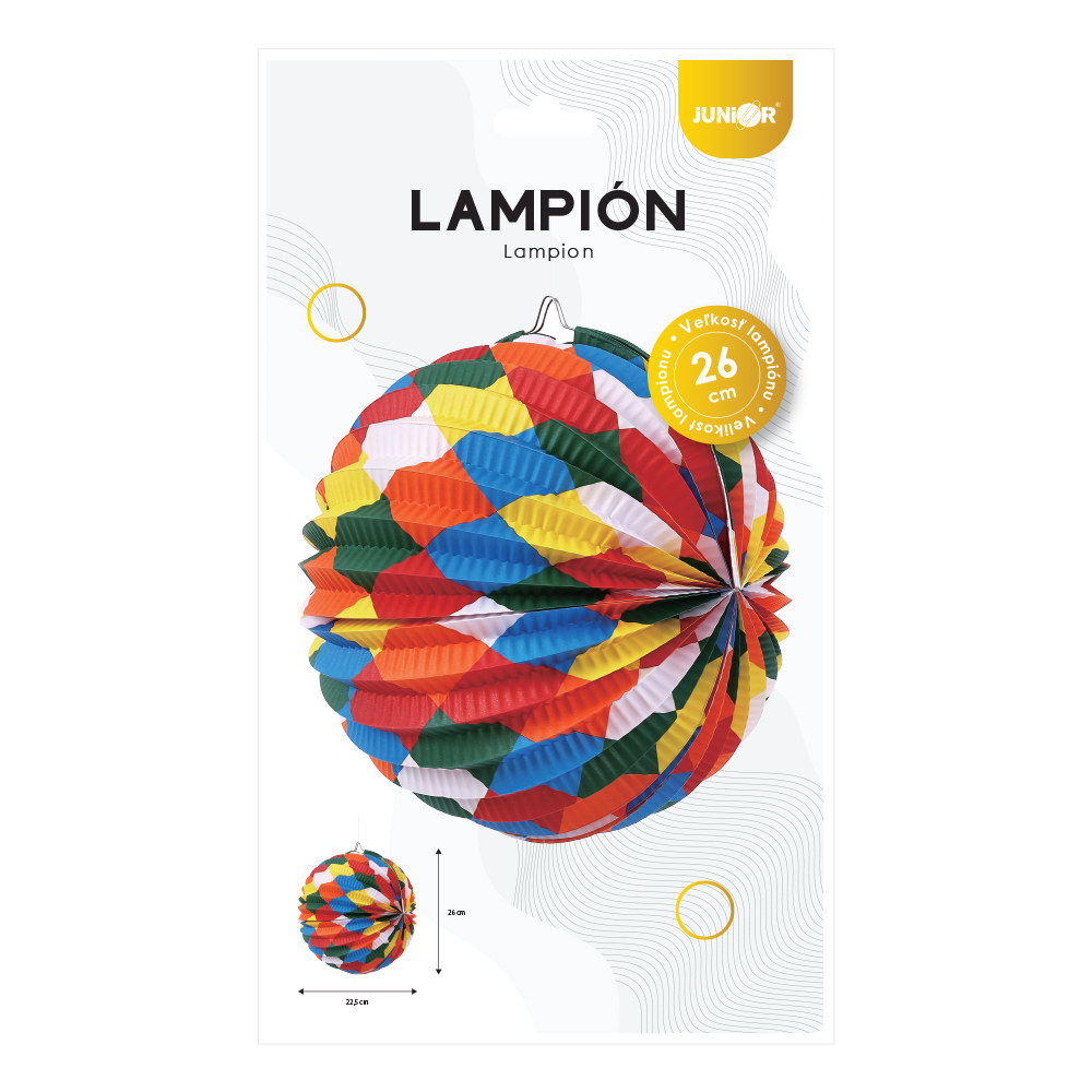JUNIOR Lampion kulatý 26x22,5 cm Barevné čtverce