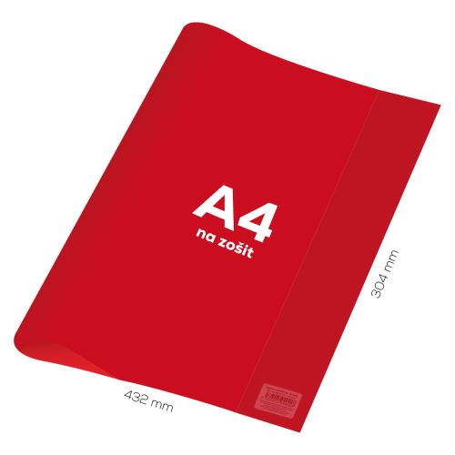 Obal na sešit A4 PVC 432x304 mm - průhledný/červený