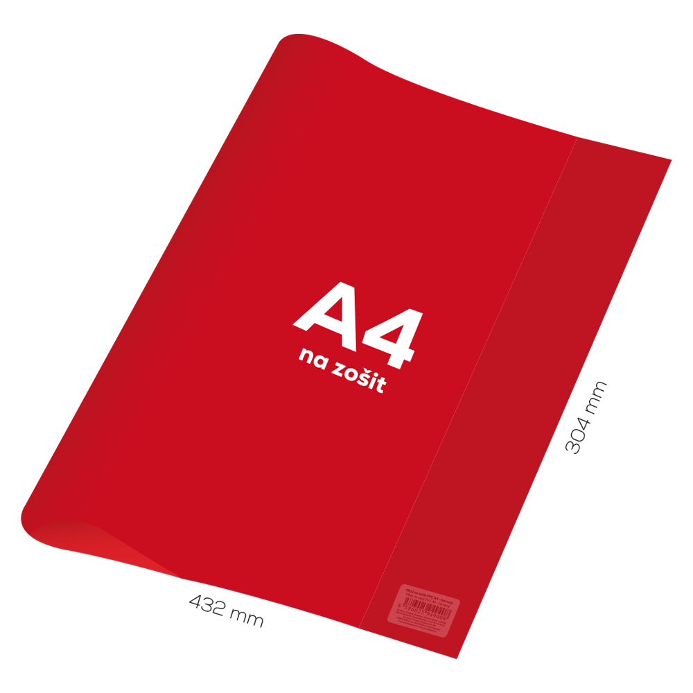 Obal na notebook A4 PVC 432x304 mm - průhledný/červený