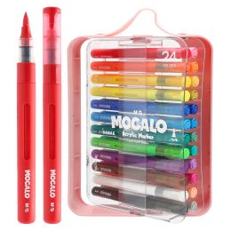 Popisovač M&G MOCALO Acrylic Marker, štětcový hrot - sada 24 barev