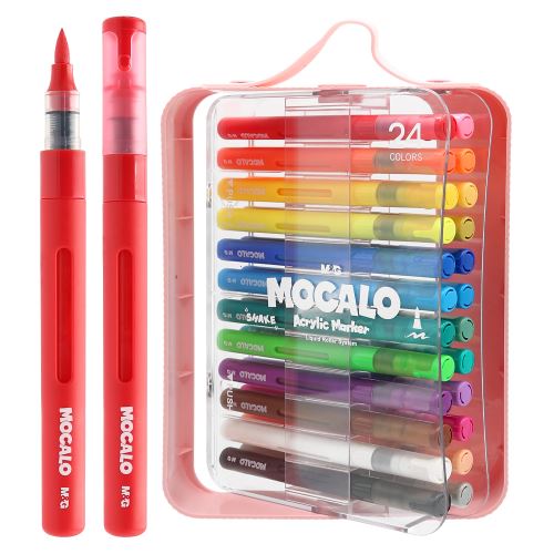 Popisovač M&G MOCALO Acrylic Marker, štětcový hrot - sada 24 barev