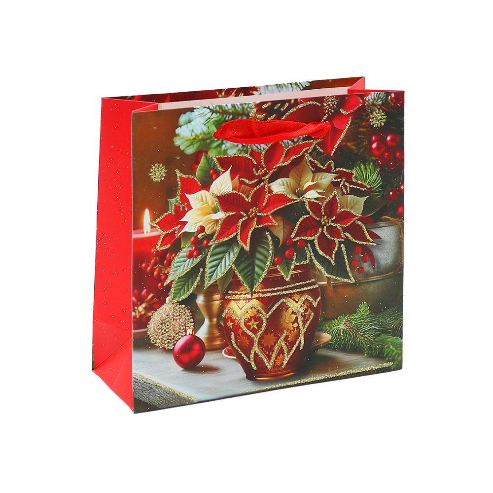JUNIOR Darčeková taška vianočná 14,5x15x6 cm (mix 4 dizajnov - /cena za 1 ks)