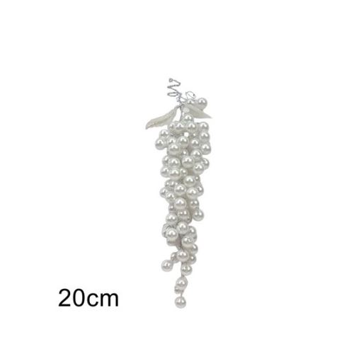 Vánoční závěsná dekorace svazek perel 20 cm, bílá