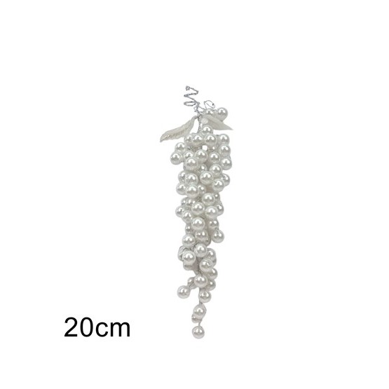 Due Esse Vánoční závěsná dekorace svazek perel 20 cm, bílá