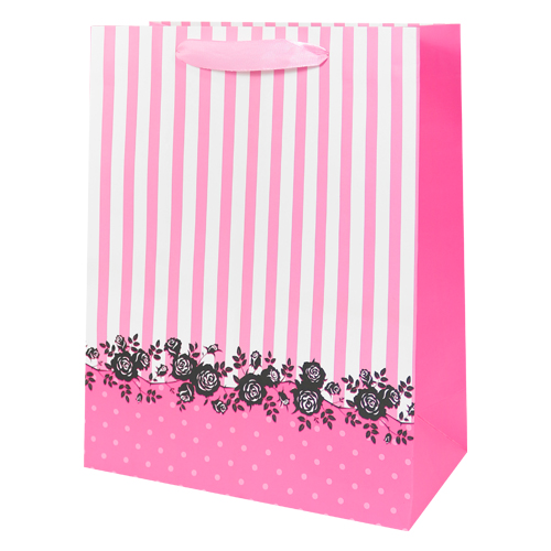 JUNIOR Dárková taška růže s pásky 31x12x42 cm (mix /cena 1ks)