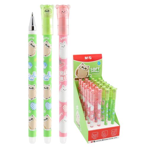 Pero gelové /gumovací M&G iErase Soft Animals - Sova - modrá náplň /1ks